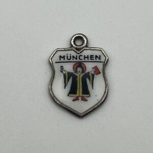 Vintage silver and enamel travel shield charm of Munich Germany